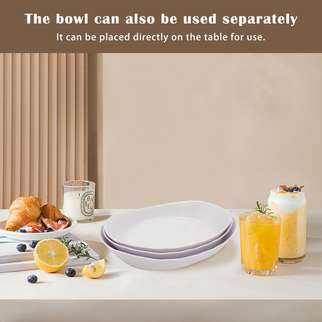3 Tier Plastic Fruit Bowl with Bamboo Stand K72792