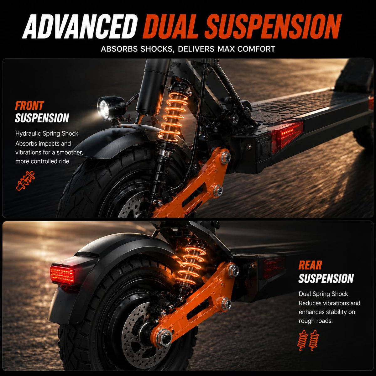 5600W Motor 46 MPH 27Ah Battery 10" Off Road Foldable Electric Scooter L33564