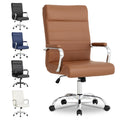 Brown Leather High Back Office Chair with Armrest E495442