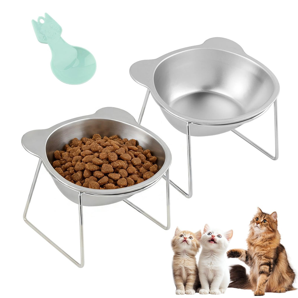 2 Pack Stainless Steel Elevated Cat Bowls P9443