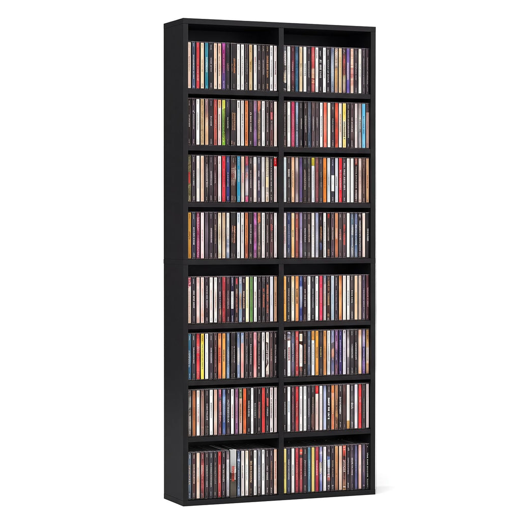 Black 16 Shelf CD DVD Rack X2115