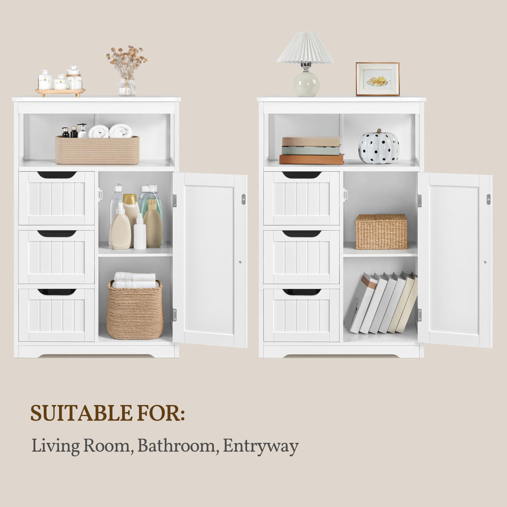 White 3 Drawer Bathroom Storage Cabinet J990149
