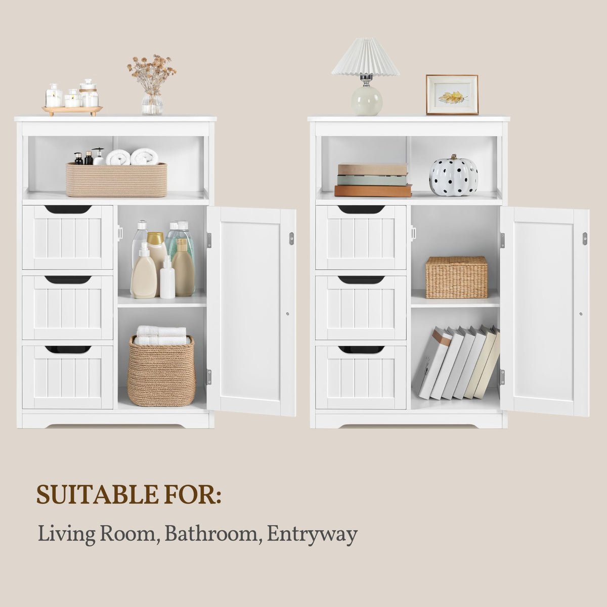 White 3 Drawer Bathroom Storage Cabinet J990149