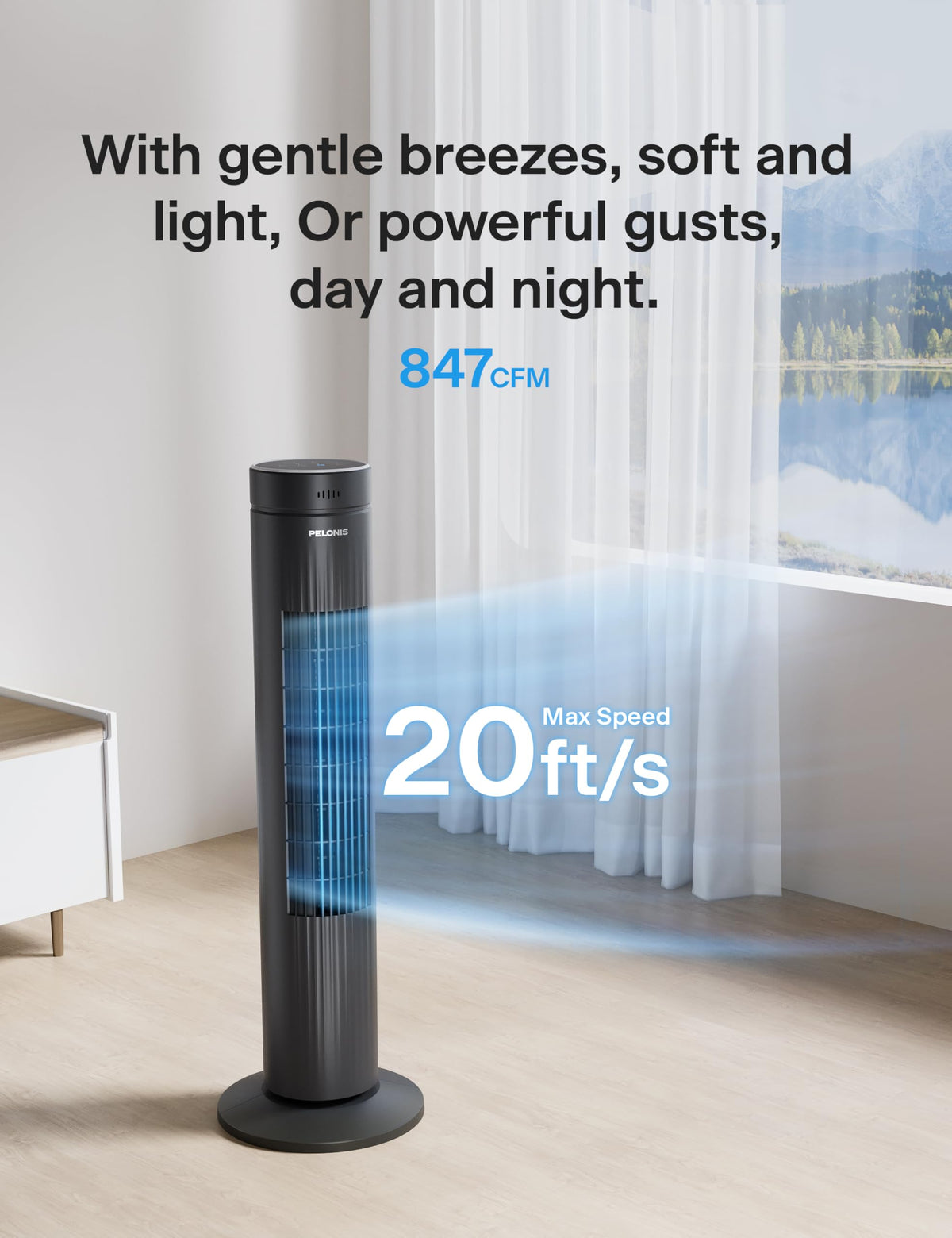 30-Inch Oscillating Tower Fan, 3 Speed, Black K714
