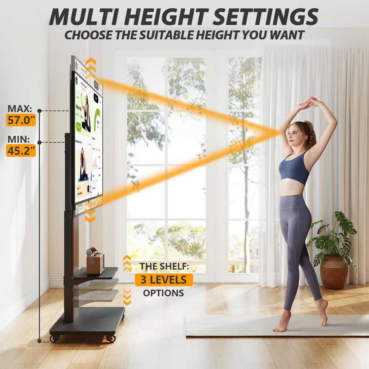 Heavy Duty Rolling TV Stand for 55-100 inch Large Screens B832
