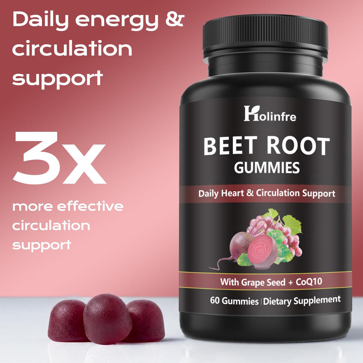 Beet Root Gummies with Grape Seed & CoQ10 Y6994