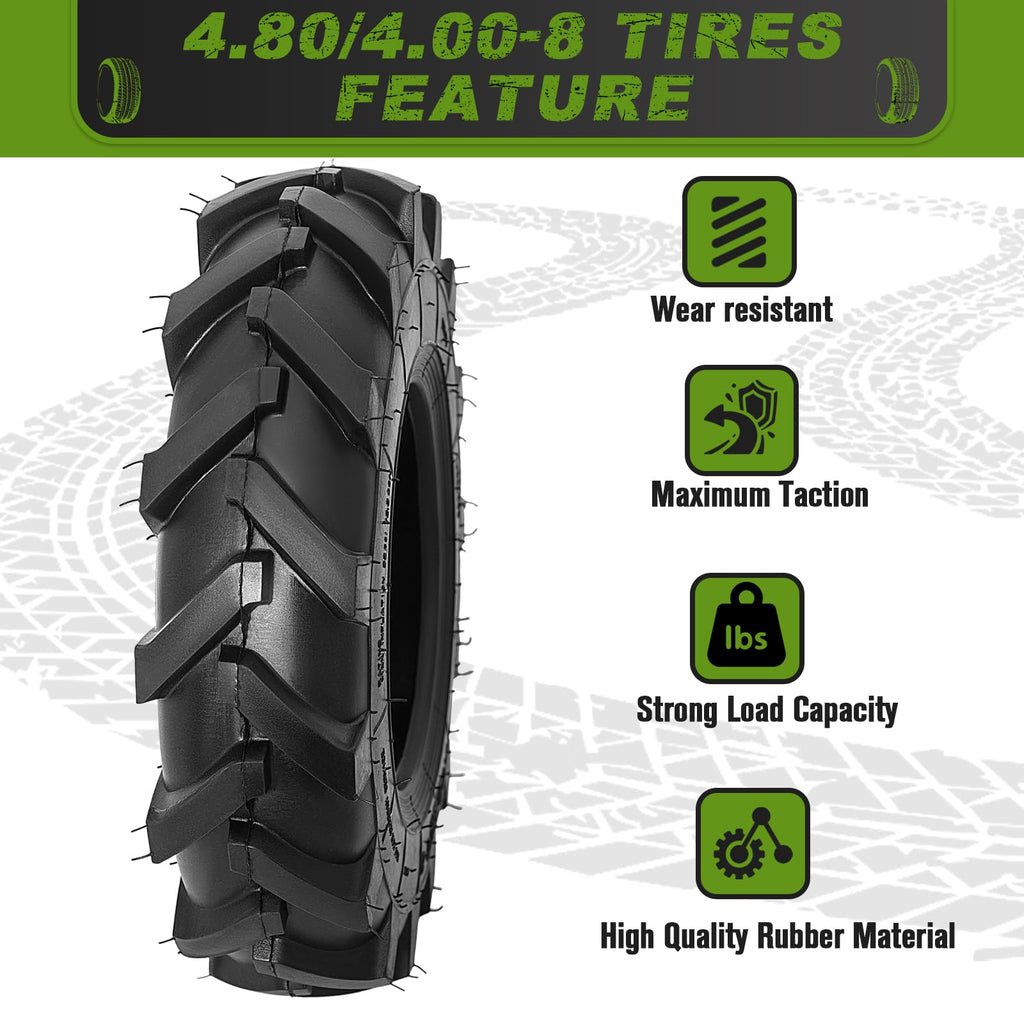 2 PCS 4.80/4.00-8 Tubeless Lawn Garden Tires R838836