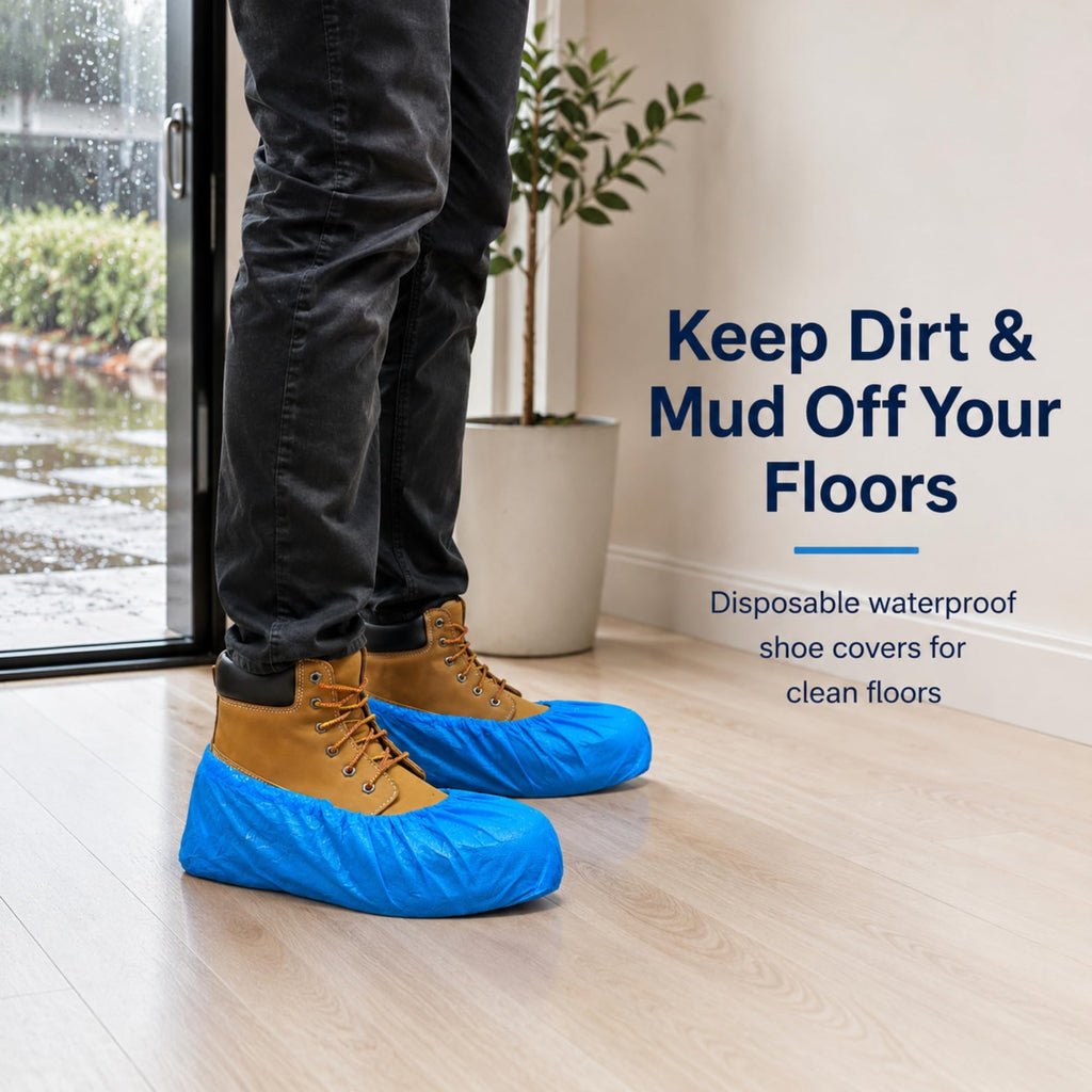 Blue Waterproof Disposable XL Shoe Covers F456