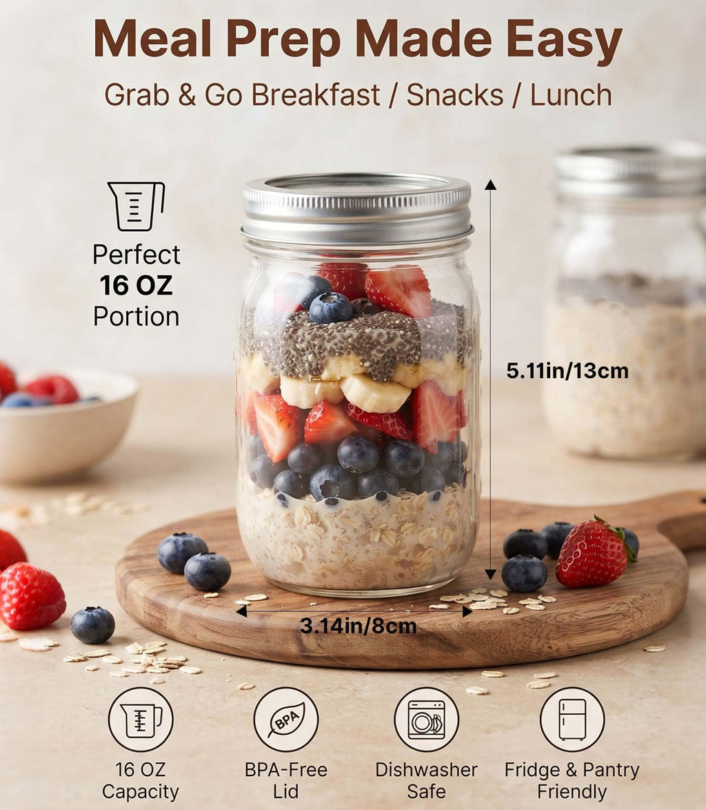 16 oz 8 Pack Clear Glass Jars S554554