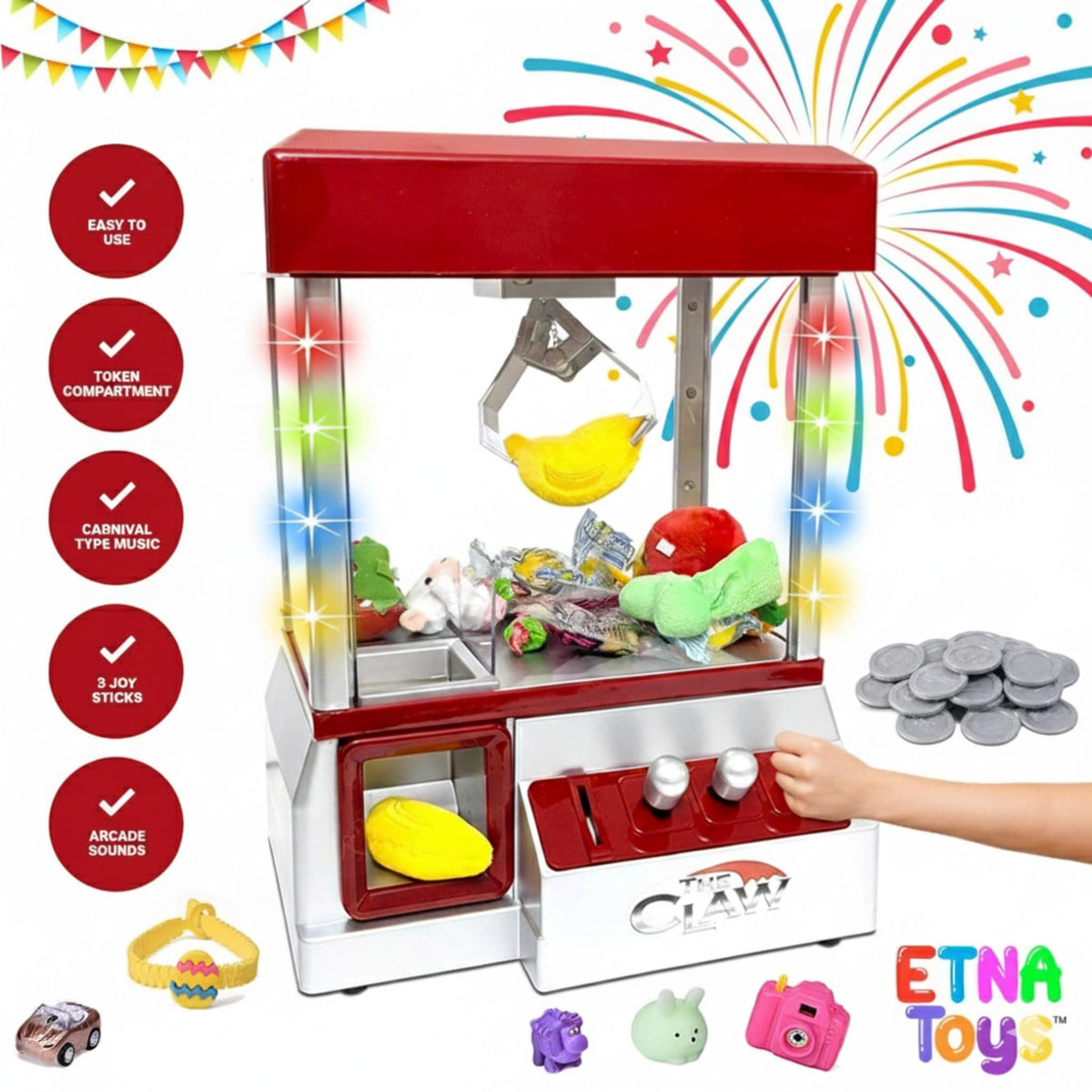 Electronic Arcade Claw Machine with LED Lights and Sound X5404