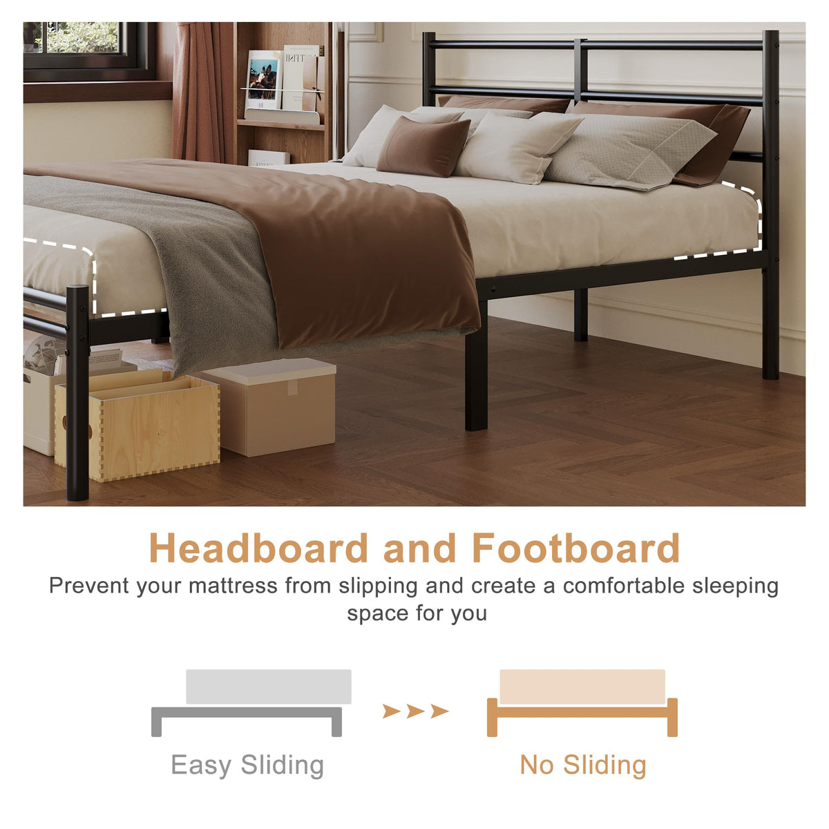 Full Size Bed Frame with Headboard and Footboard W2170