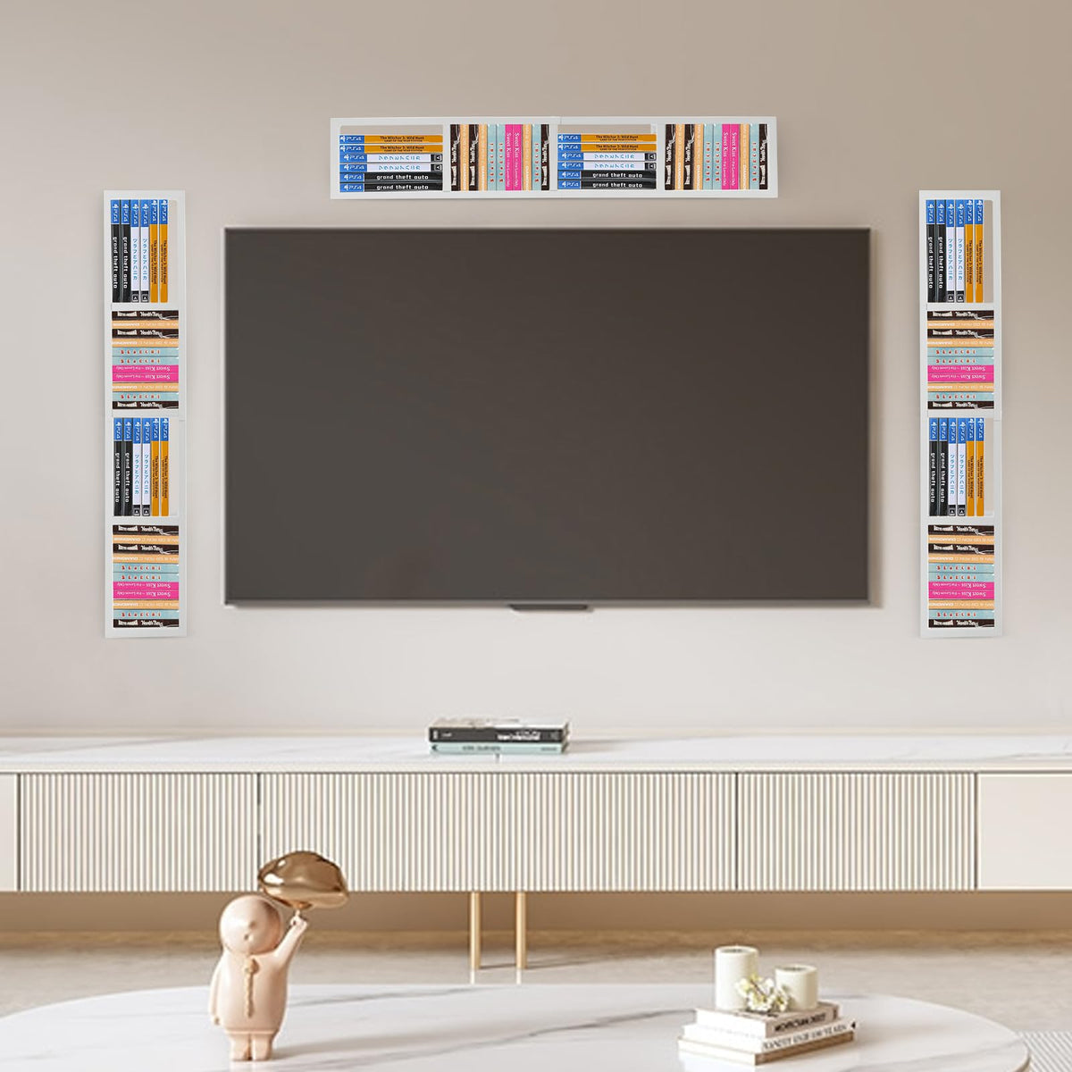 34 Inch White Metal CD Storage Shelf N589