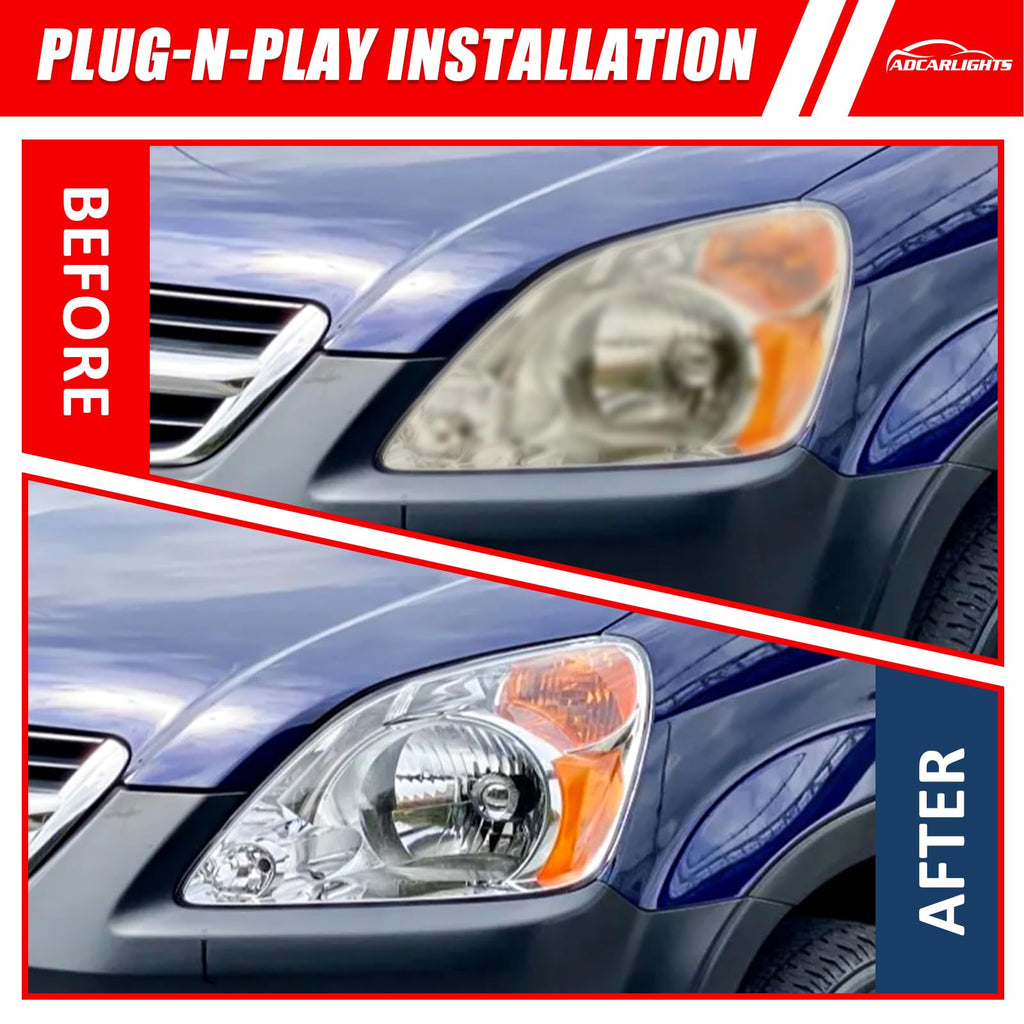 Headlamp Assembly with Chrome Housing Amber Reflector Driver and Passenger Sides X502913