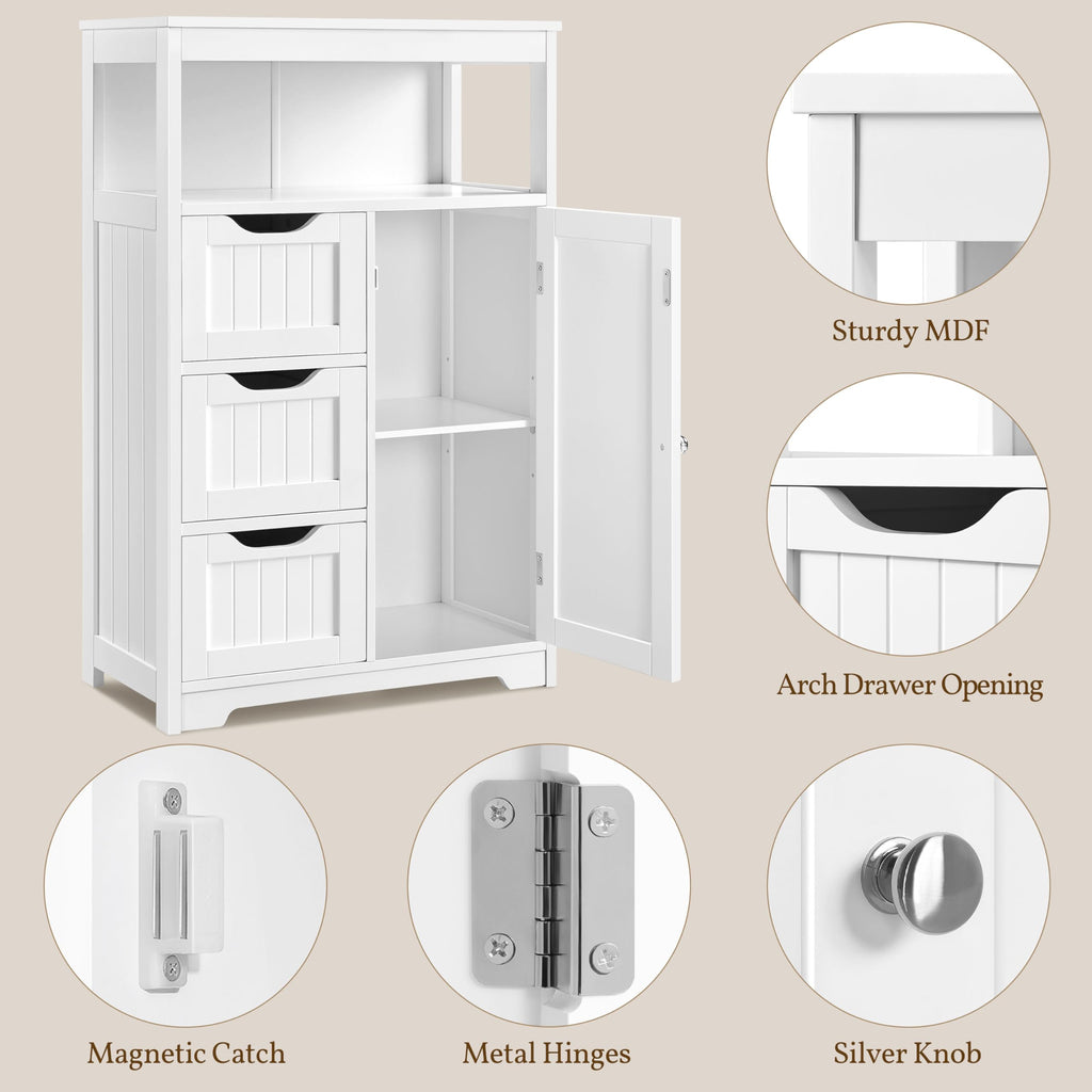 White 3 Drawer Bathroom Storage Cabinet J990149