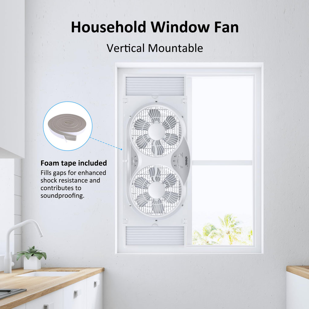 Twin Window Fan with Remote Control, Reversible, 9 inch, 3 Speed F346185