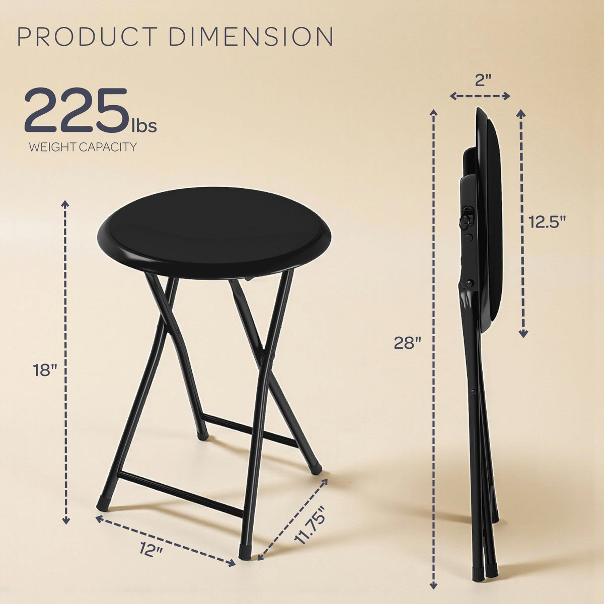 Folding Backless Stool 18-Inch 225lb Capacity G150709