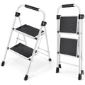 2 Step Folding Step Stool with Handrails White N3493