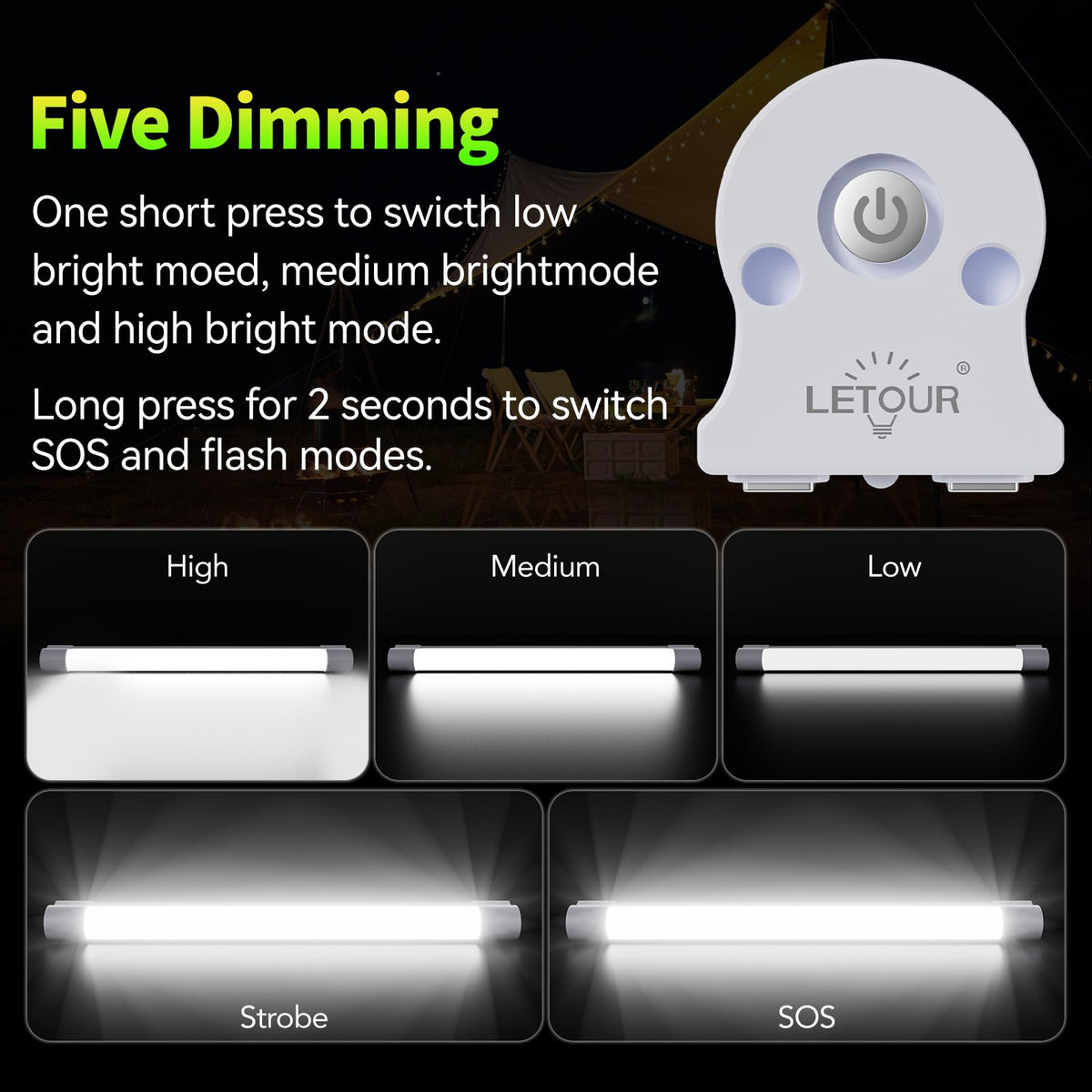 LED Tube Magnetic Work Light 6000Lumens 10400mAh USB Rechargeable G920