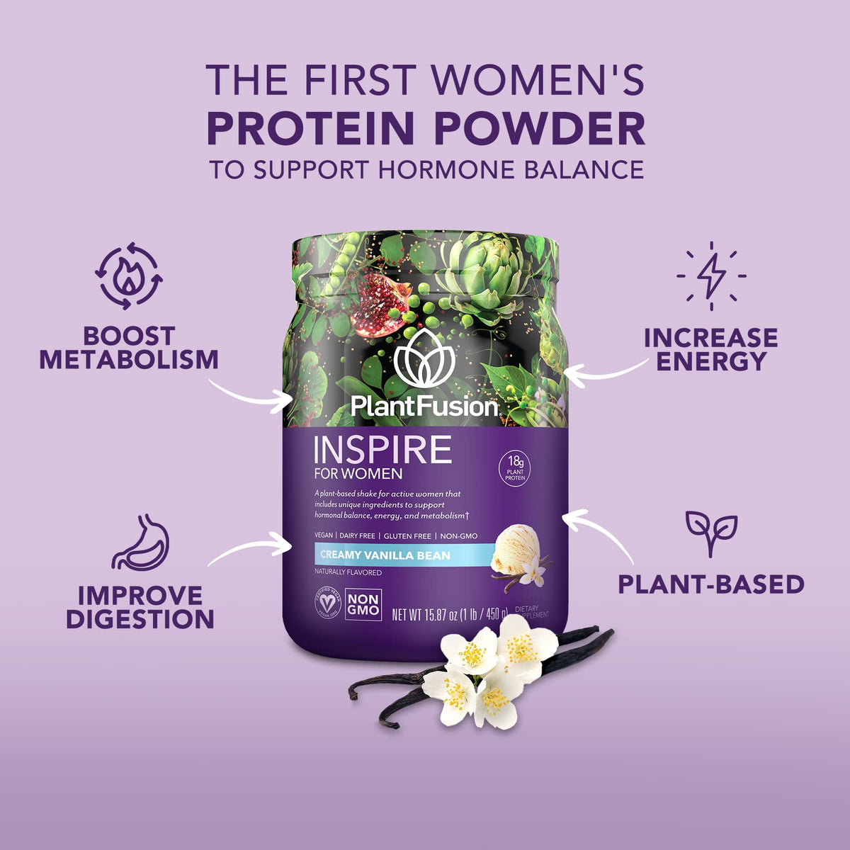 Plant Protein Powder Creamy Vanilla Bean 1 lb C357587