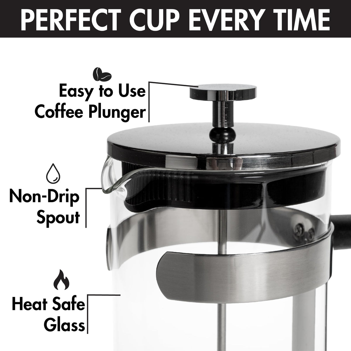 Borosilicate Glass French Press Coffee Maker 34-Ounces P954534
