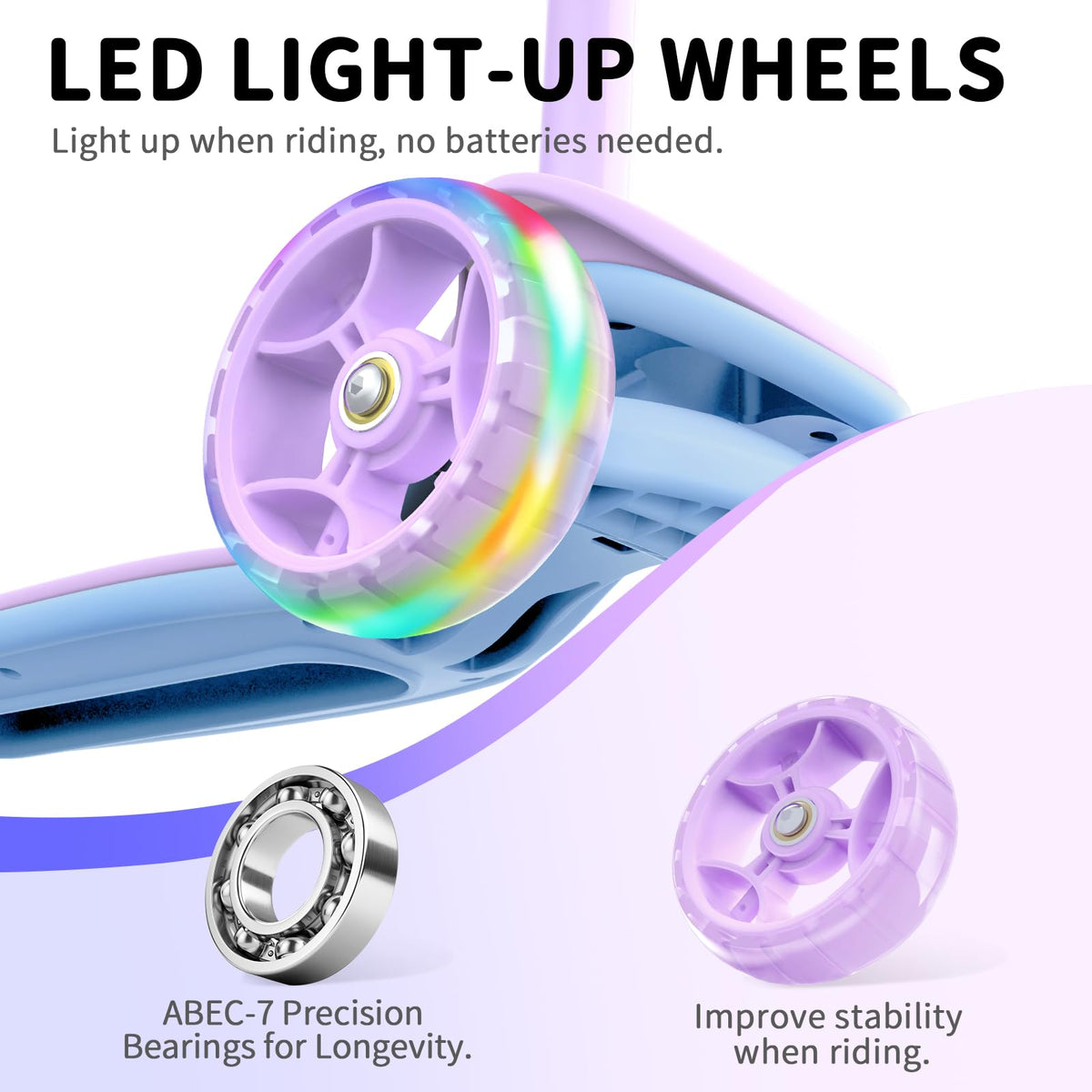3 Wheel Folding Kick Scooter with LED Light-Up Wheels B247