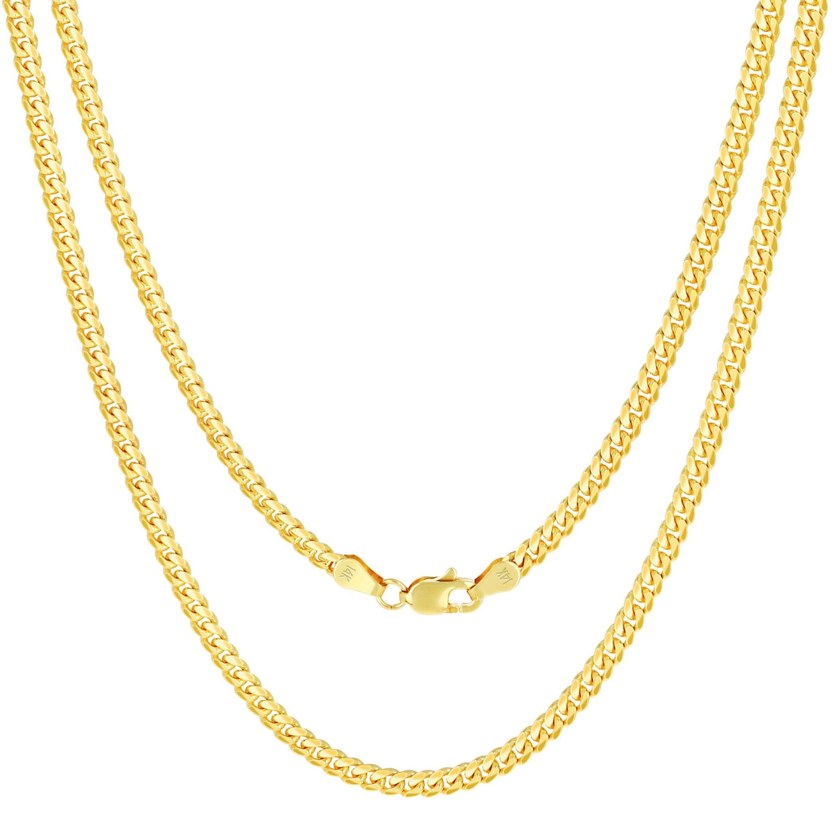 14K Yellow Gold Cuban Link Chain Necklace K4355