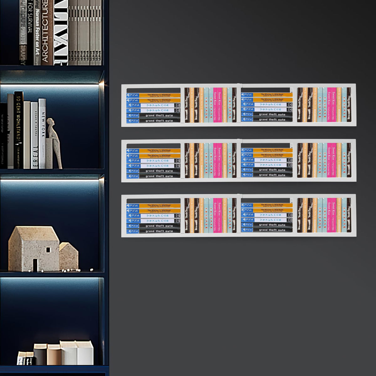 34 Inch White Metal CD Storage Shelf N589