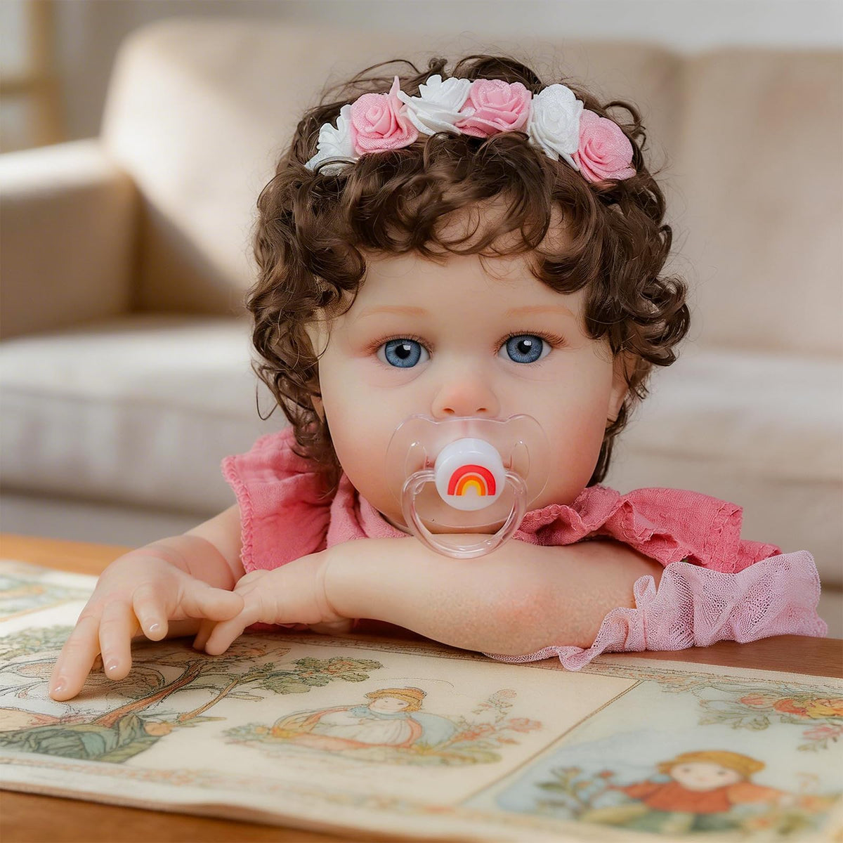 20 Inch Reborn Baby Dolls Girl with Curly Rooted Hair L74755