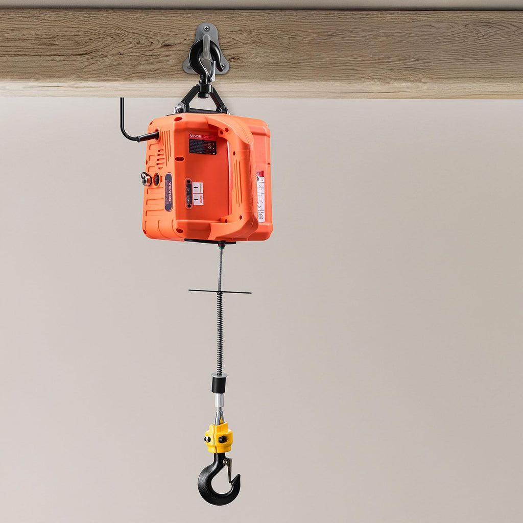 1500W 1550 lbs Electric Hoist Winch with Wired and Wireless Remote Control J1667