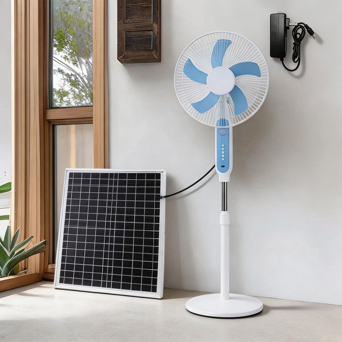 16 Inch Solar Powered Pedestal Fan with Solar Panel E9083