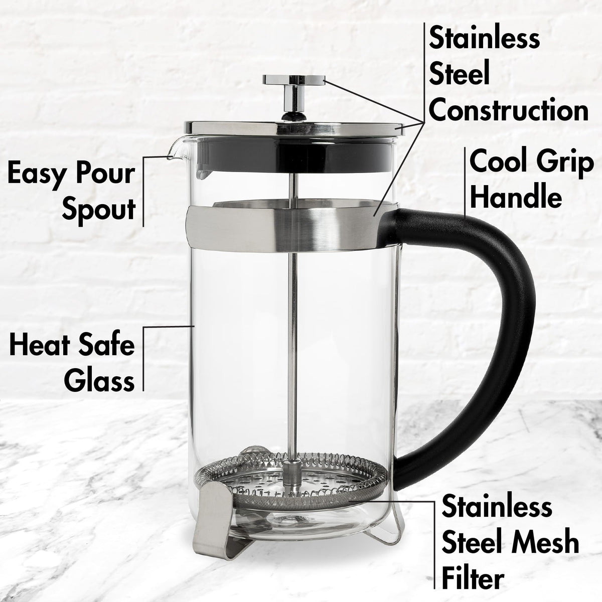 Borosilicate Glass French Press Coffee Maker 34-Ounces P954534