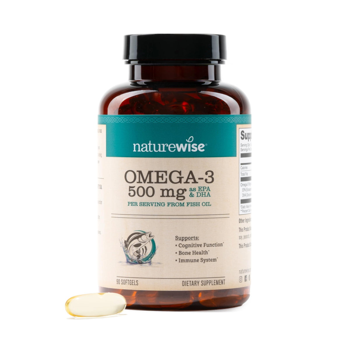 Omega 3 Fish Oil 500 mg EPA & DHA 90 Softgels E8840