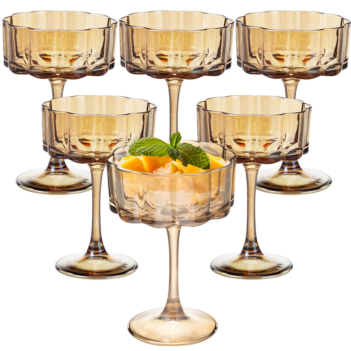 Amber 13oz Glass Coupes Set Of 6 V240