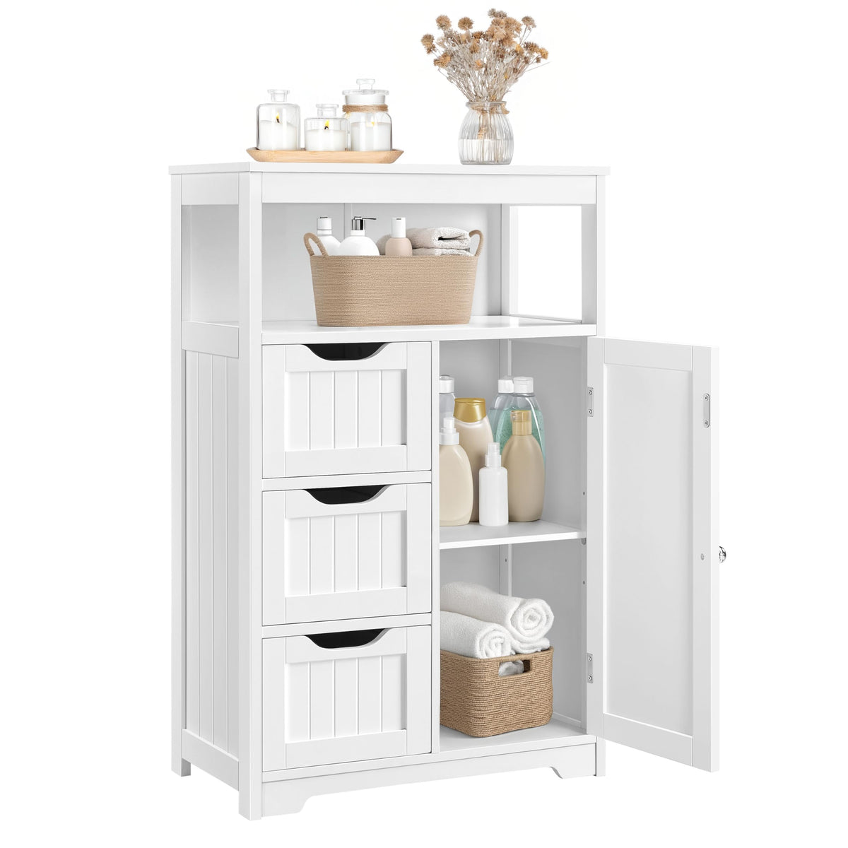 White 3 Drawer Bathroom Storage Cabinet J990149