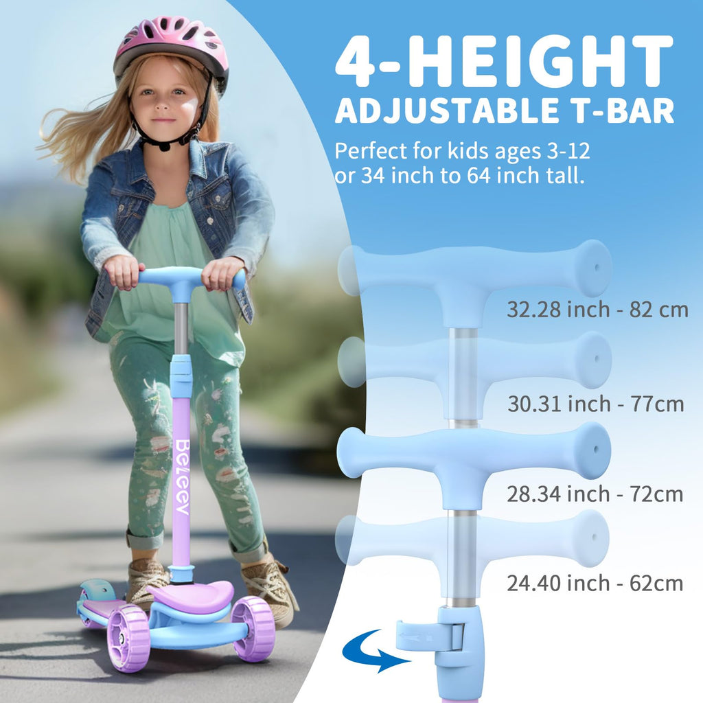 3 Wheel Folding Kick Scooter with LED Light-Up Wheels B247