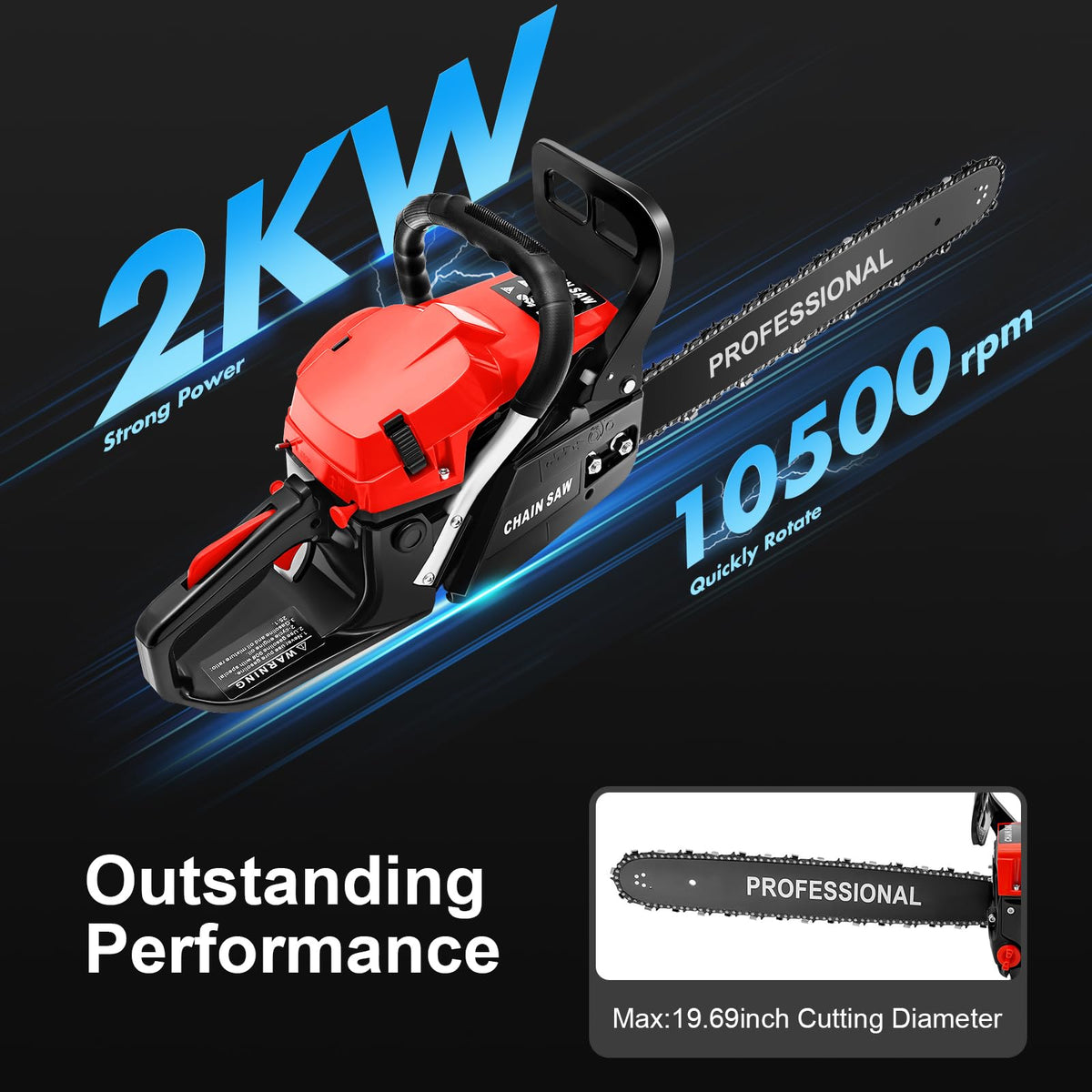 20-Inch 2-Stroke Gas Chainsaw with Tool Bag N4007