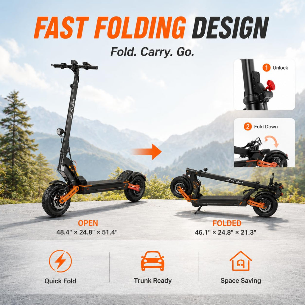 5600W Motor 46 MPH 27Ah Battery 10" Off Road Foldable Electric Scooter L33564