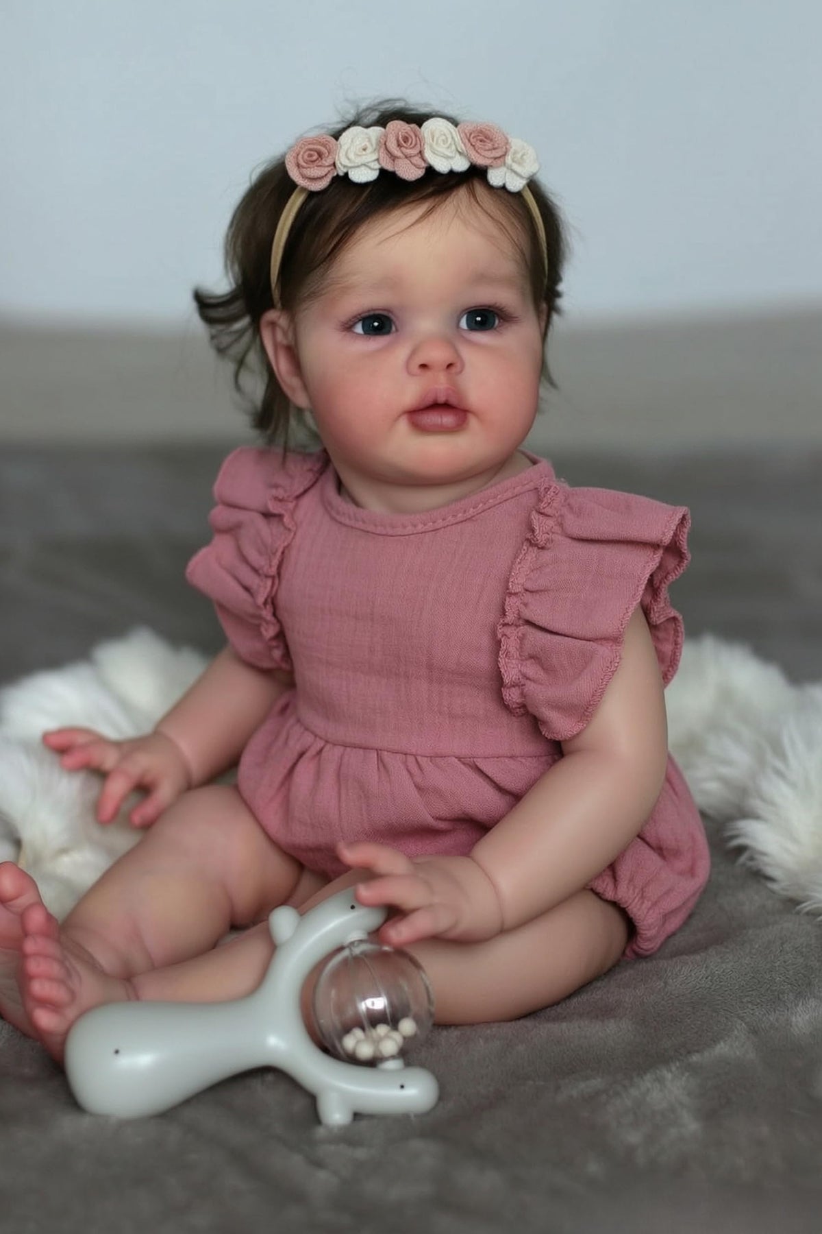 20 Inch Reborn Baby Dolls Girl with Curly Rooted Hair L74755