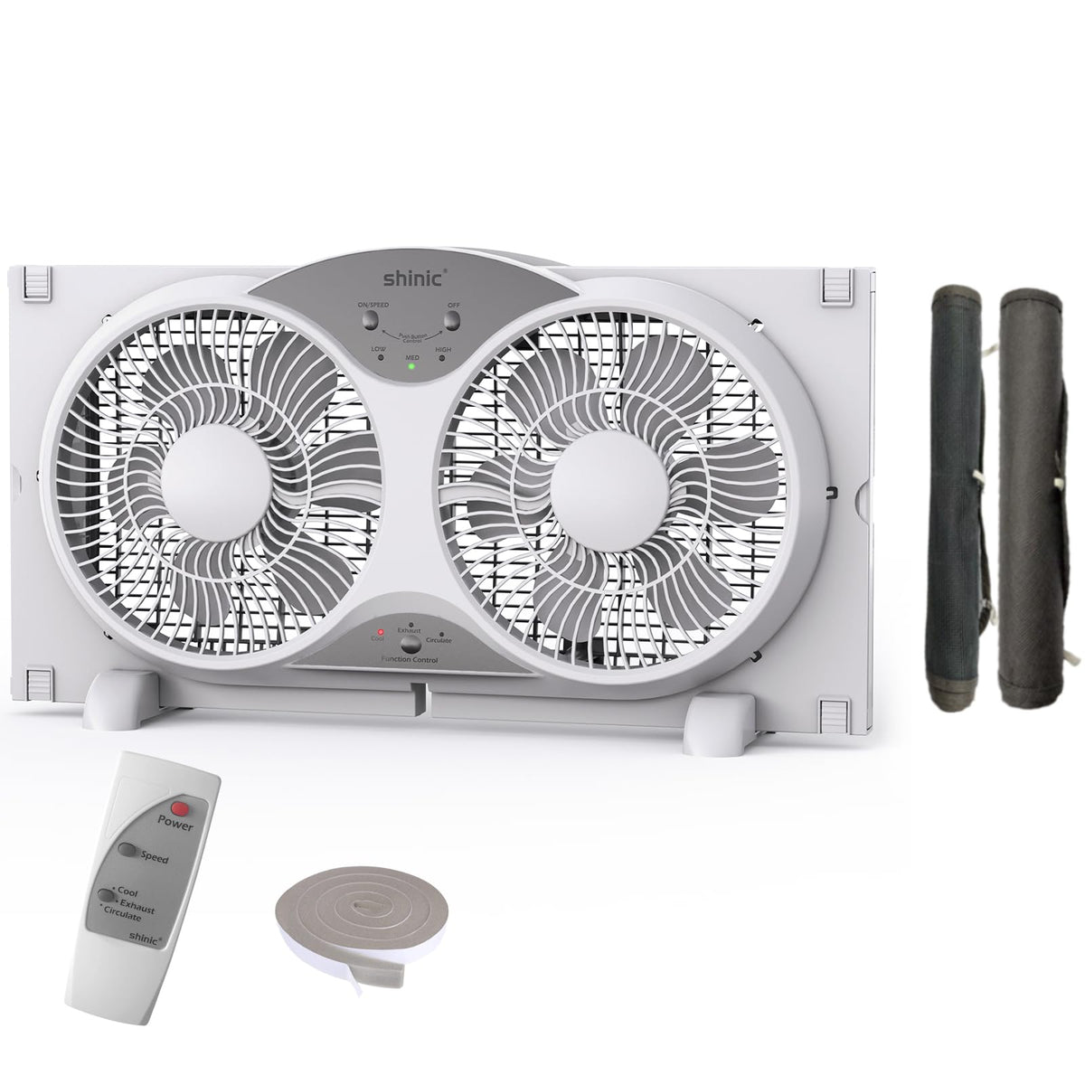 Twin Window Fan with Remote Control, Reversible, 9 inch, 3 Speed F346185