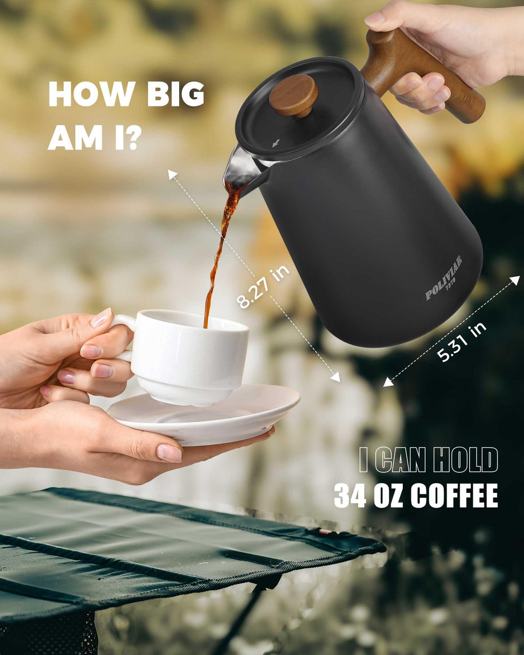 French Press Coffee Maker 34 oz Q778