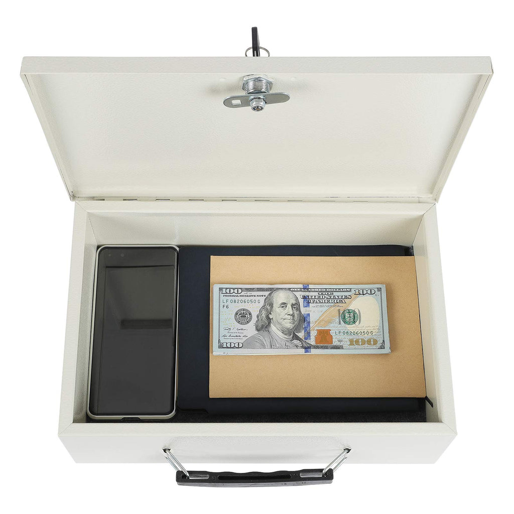 Fireproof Document Box with Key Lock Beige Q80259