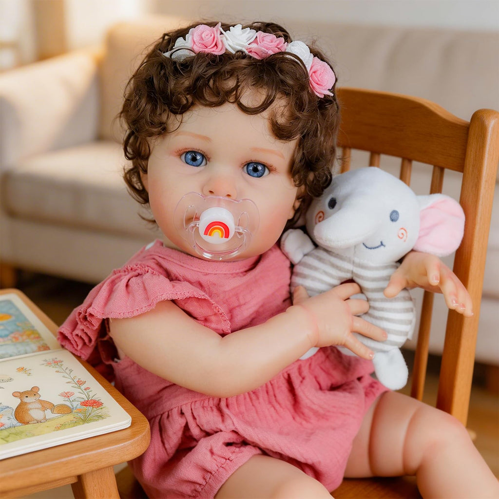 20 Inch Reborn Baby Dolls Girl with Curly Rooted Hair L74755