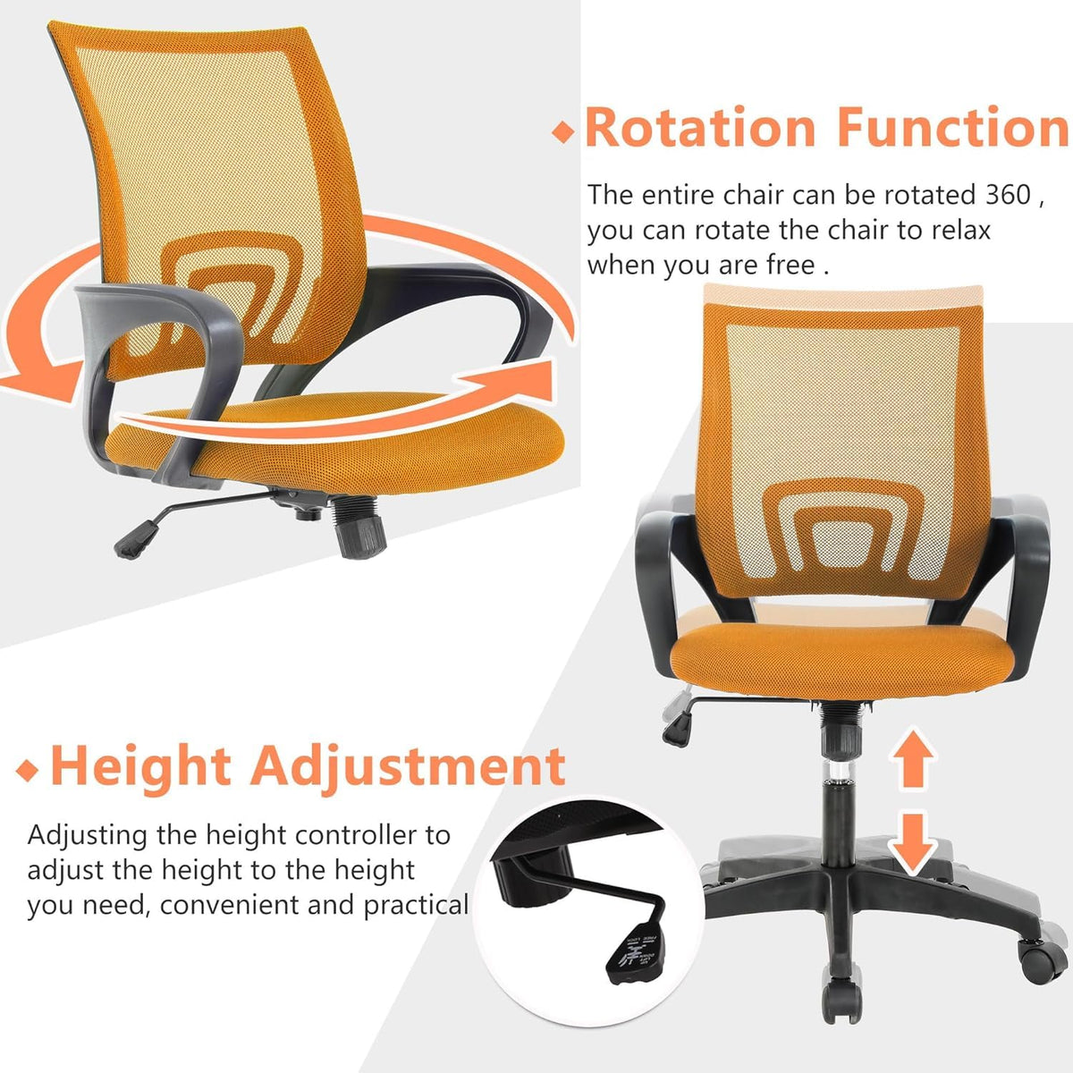 Orange Mesh Mid-Back Office Chair L793