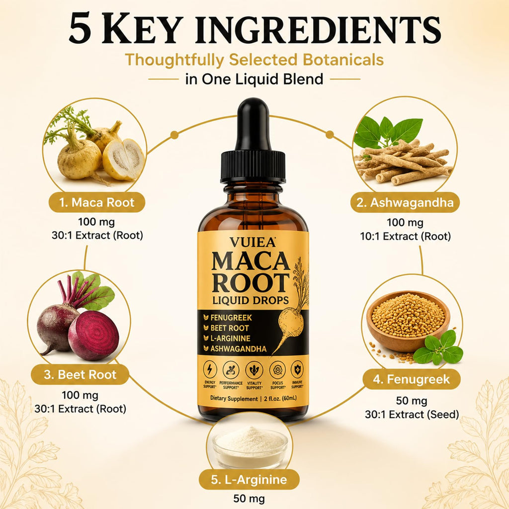 Maca Root Liquid Supplement with Ashwagandha, Fenugreek, Beet Root & L-Arginine, 2 fl oz C819551
