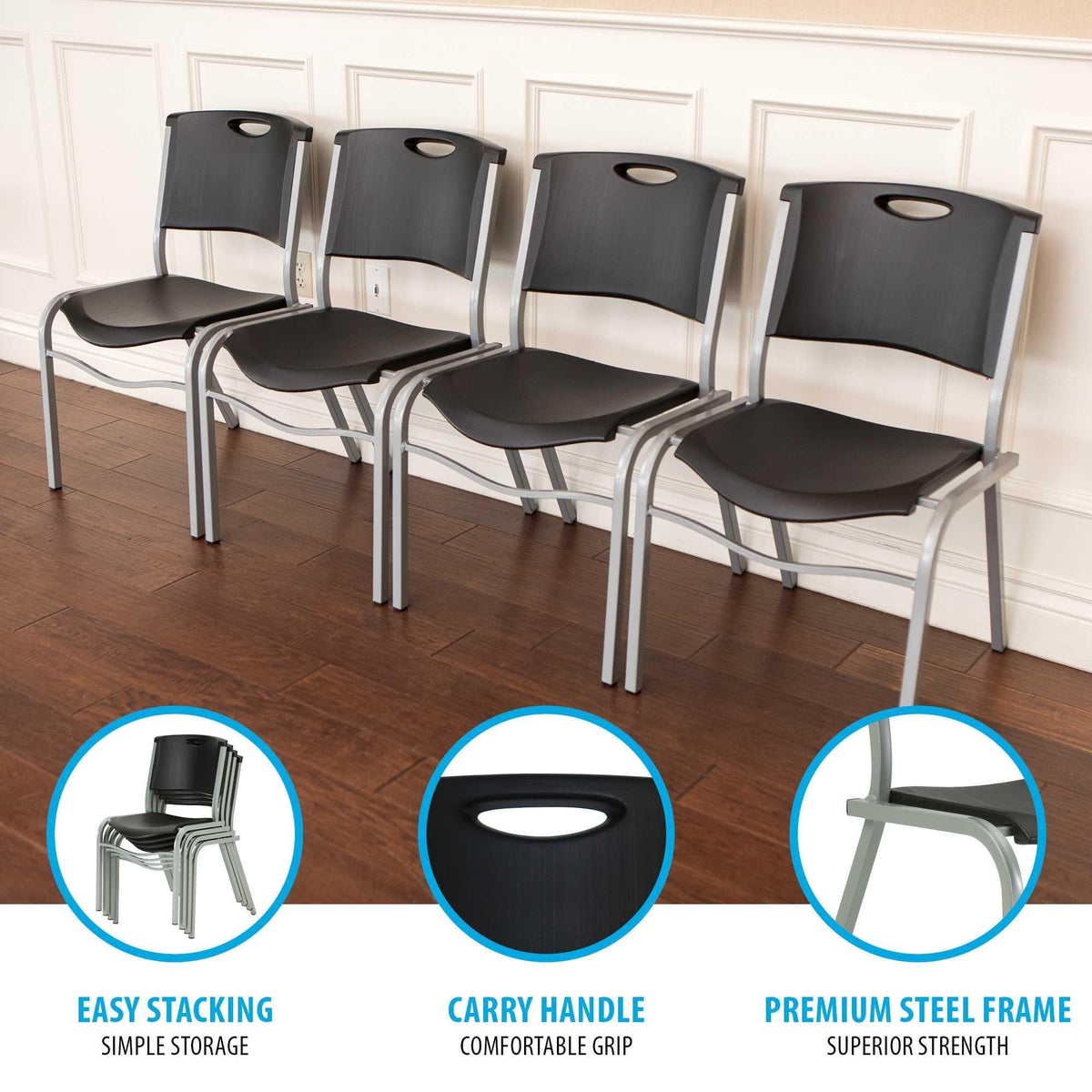 Black Stacking Chair 4-Pack Y442