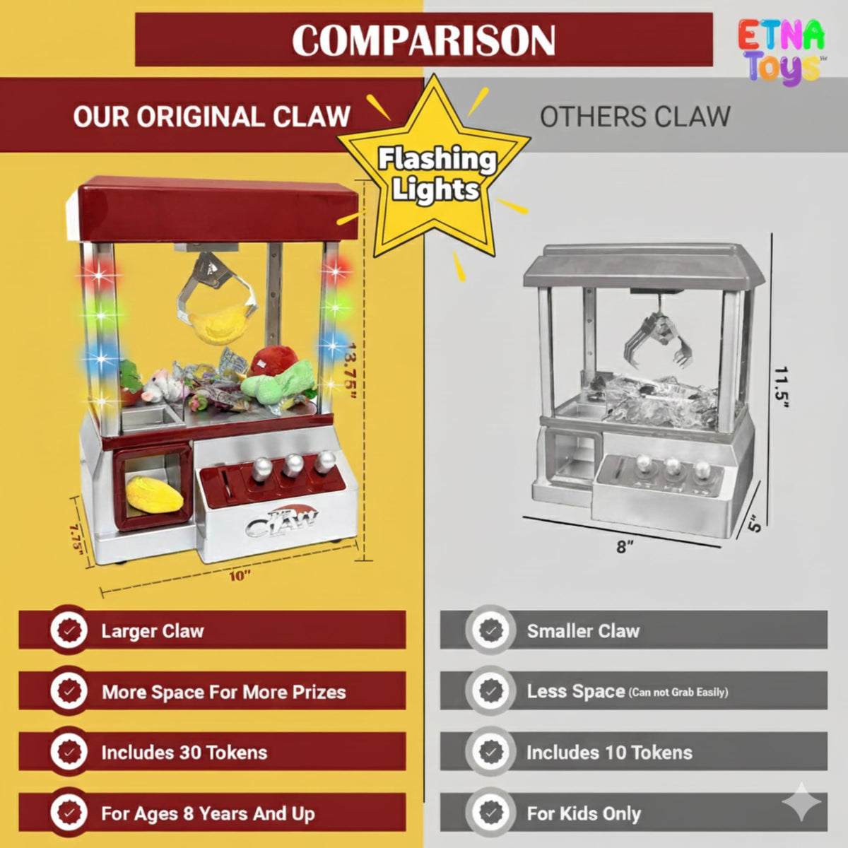 Electronic Arcade Claw Machine with LED Lights and Sound X5404
