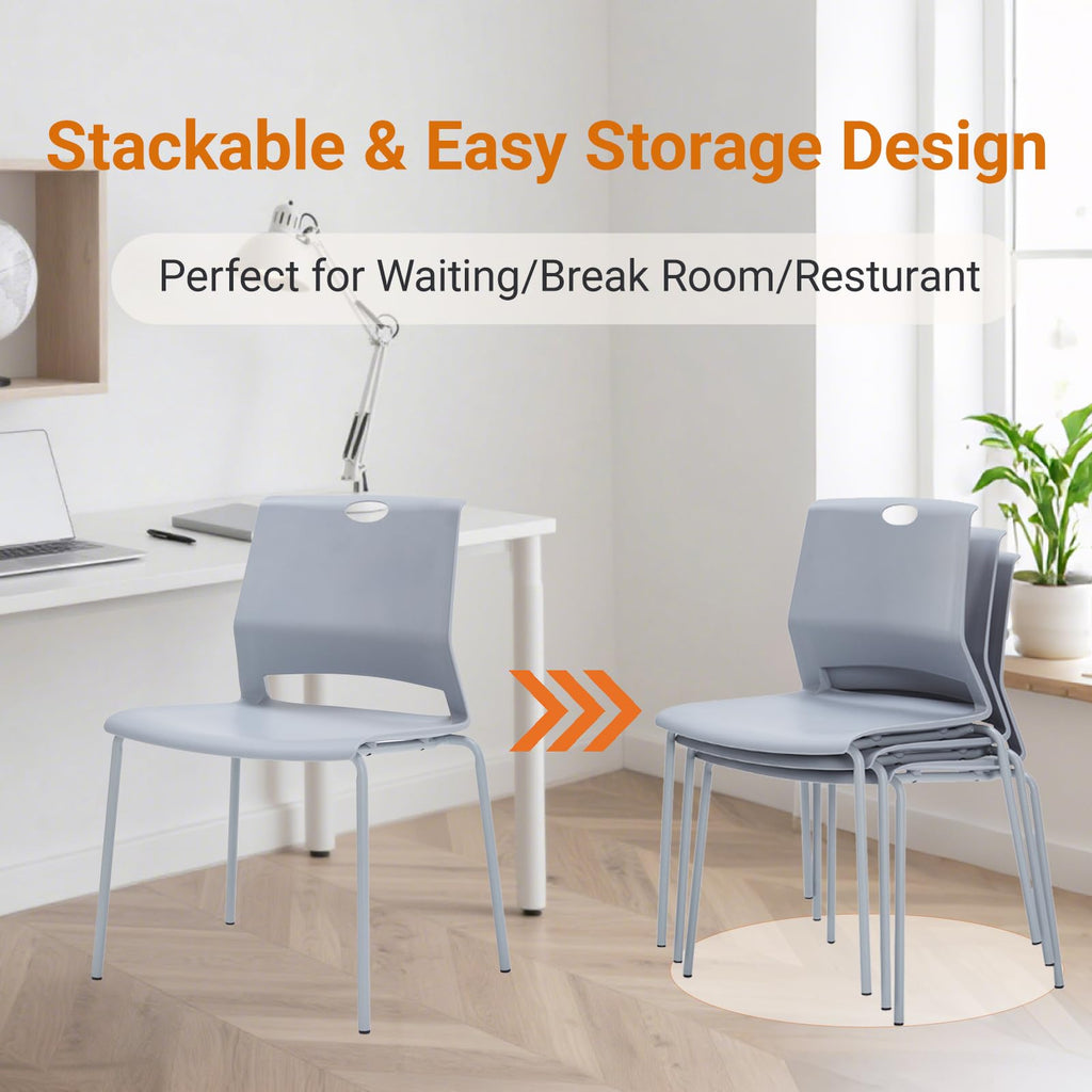 Grey Stack Chairs Set of 4 with Metal Legs F9678