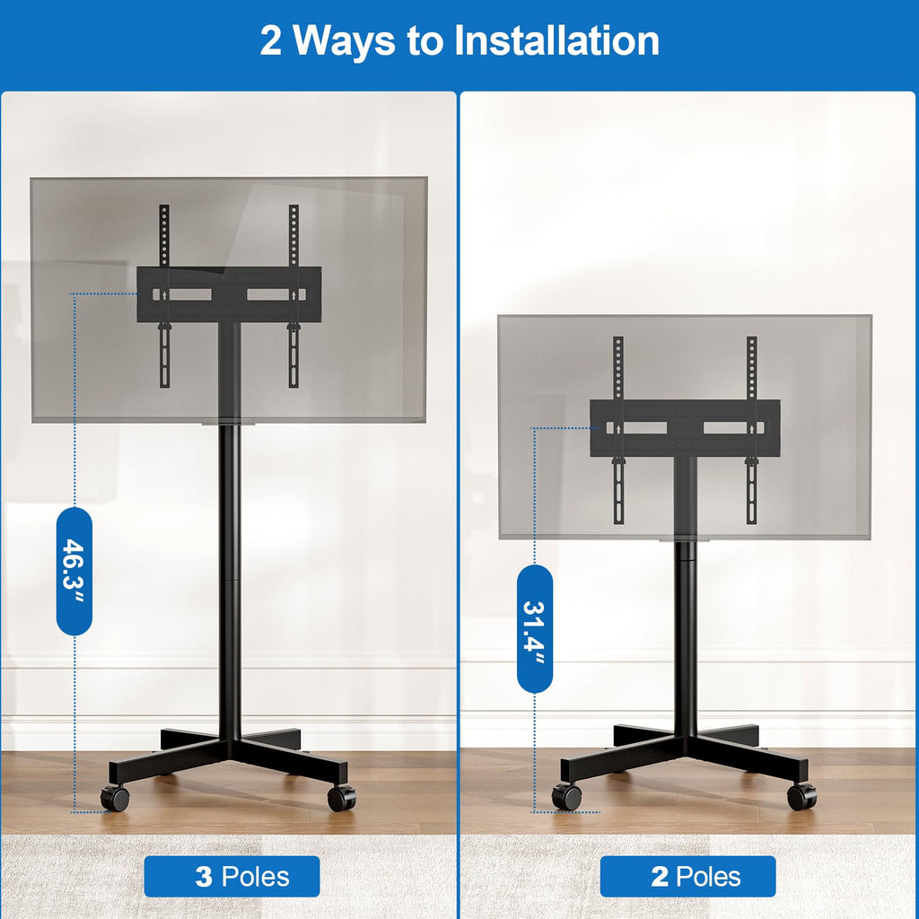 Mobile TV Cart Rolling TV Stand for 23-65 Inch TVs K40035
