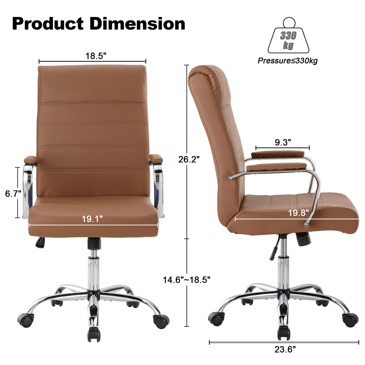 Brown Leather High Back Office Chair with Armrest E495442