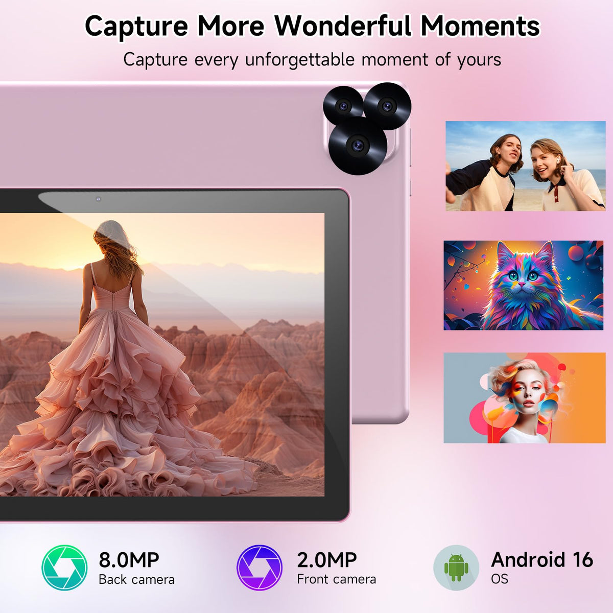 Android 16 10 Inch Tablet 12GB RAM 64GB ROM Pink G86494